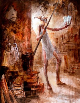 Don Quichotte La Bibliotheque MP Modern Oil Paintings